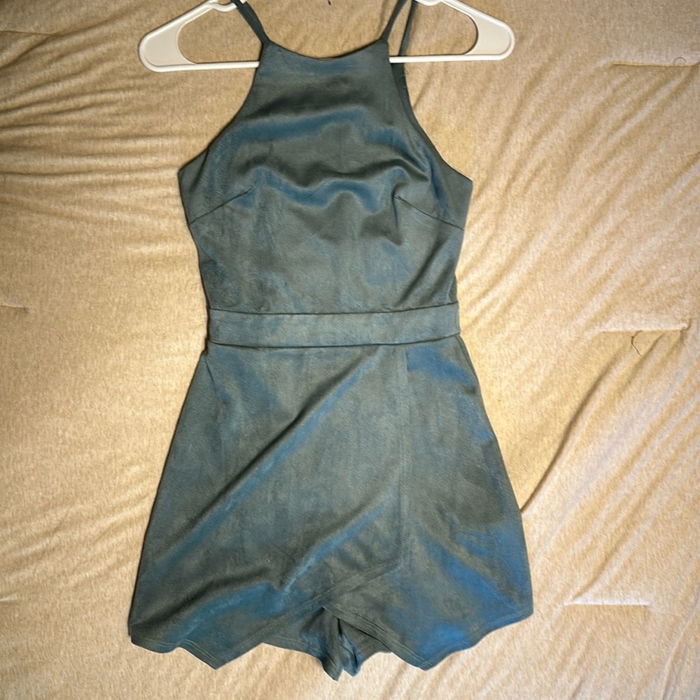 Soprano teal blue suede romper.